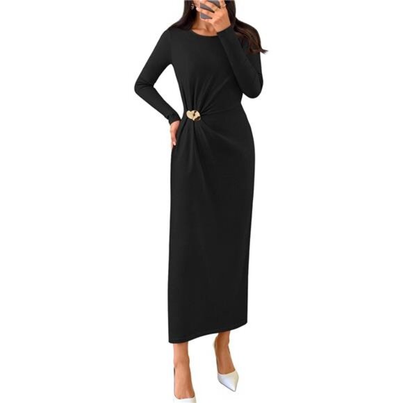 Women's Bodycon Dress Elegant, Maxi Dress Black - Picture 1 of 6